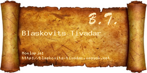 Blaskovits Tivadar névjegykártya